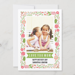 Carte Maman, Joyeuse fête des mères photo florale rose c