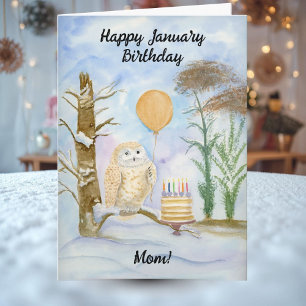 Carte Maman Joyeux Anniversaire de Janvier Gâteau de Cho
