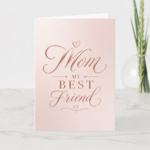 Carte Maman Ma Meilleure Amie Typographie Rose Doré Élég