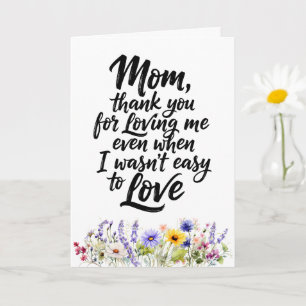 Carte Maman m'aime même quand aquarelle fleur sauvage