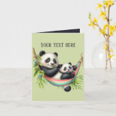 Carte Maman mignonne et bébé ours panda  (Fleur jaune)