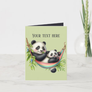Carte Maman mignonne et bébé ours panda 