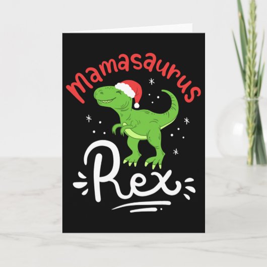 Carte Maman Noël Saurus Rex Dinosaure Mère Noël (Devant)