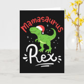 Carte Maman Noël Saurus Rex Dinosaure Mère Noël (Fleur jaune)