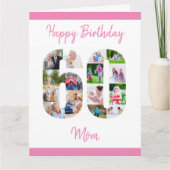 Carte Maman Numéro 60 Photo Collage Gros 60e anniversair (Devant)