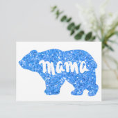 Carte Maman ours mignon design à paillettes bleues pour (Debout devant)