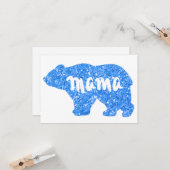 Carte Maman ours mignon design à paillettes bleues pour (Devant/Arrière en situation)