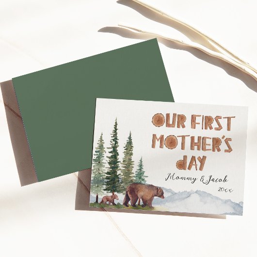 Carte Maman Ourse et son ourson Fête des Mères