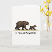 Carte Maman Ourson Brun vous suit (Fleur jaune)