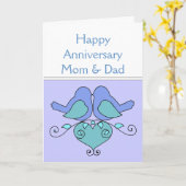 Carte Maman & Papa Anniversaire de mariage Oiseaux avec  (Fleur jaune)