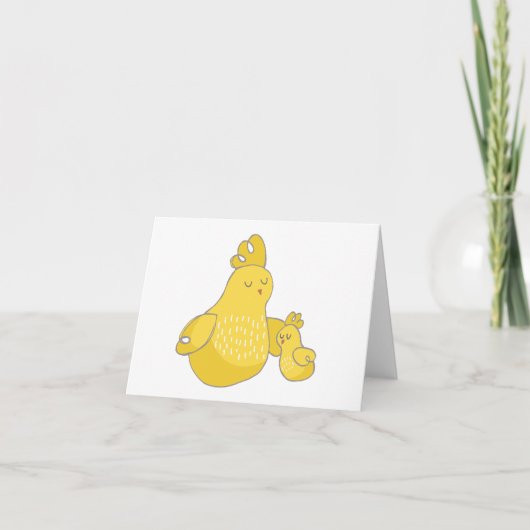 Carte Maman poule dessin animé avec poussin VIDE (Devant)