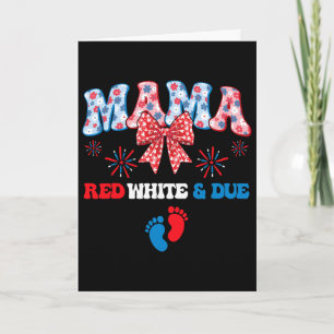 Carte Maman rouge blanc et enceinte pour la révélation d