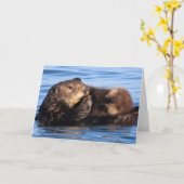 Carte Maman Sea Otter et son adorable Pup (Fleur jaune)