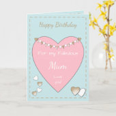 Carte Maman Shabby Chic rose Anniversaire (Fleur jaune)