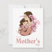 Carte Maman tenant sa fille bébé Fleur de Lune pour la f (Devant)