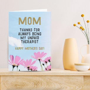 Carte Maman Thérapeute Non Payée Drôle Fleurie Fête des