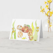 Carte Maman Tortue de Mer et Bébé (Fleur jaune)