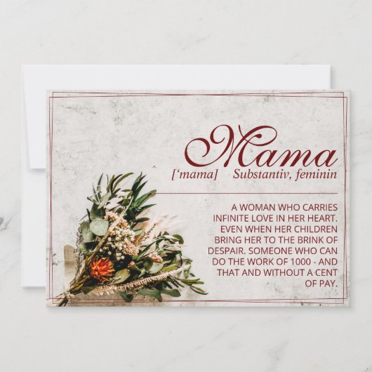 Carte Maman - tout simplement irremplaçable - Bouquet (Devant)