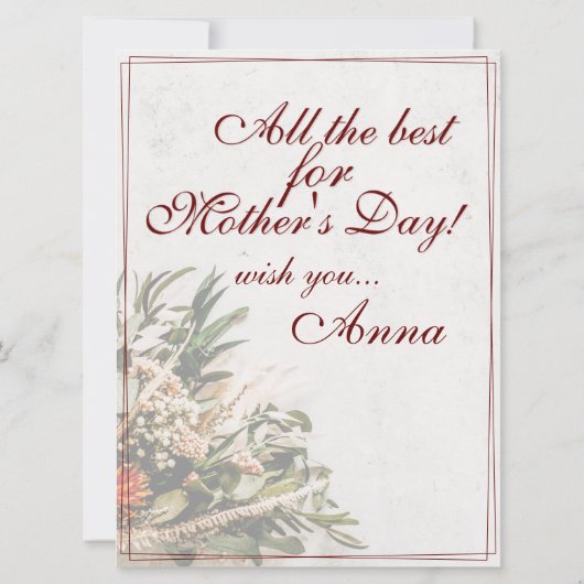 Carte Maman - tout simplement irremplaçable - Bouquet (Dos)