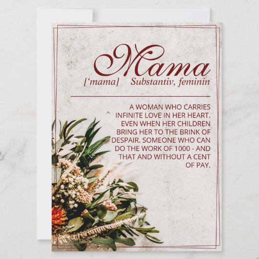 Carte Maman - tout simplement irremplaçable - Bouquet (Devant)