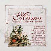 Carte Maman - tout simplement irremplaçable - Bouquet (Devant / Derrière)