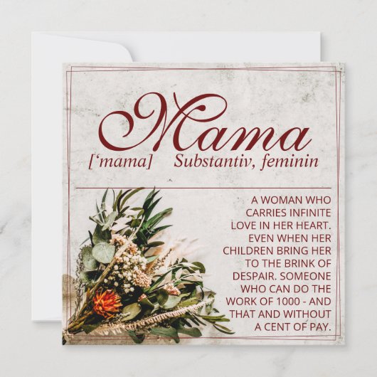 Carte Maman - tout simplement irremplaçable - Bouquet (Devant)