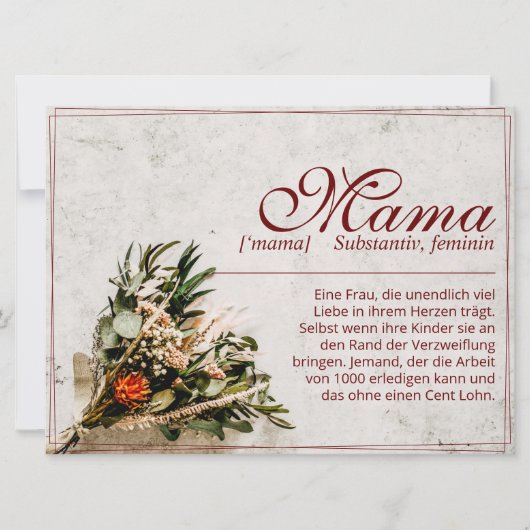 Carte Maman - tout simplement irremplaçable - Bouquet (Devant)