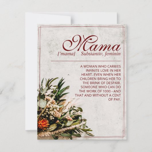 Carte Maman - tout simplement irremplaçable - Bouquet (Devant)