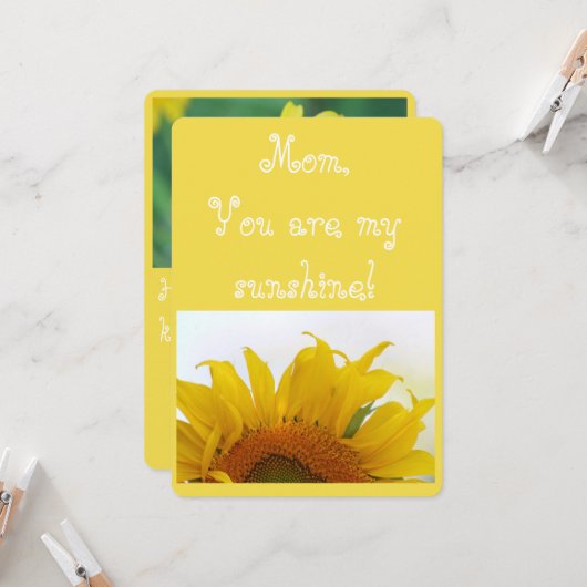 Carte Maman, tu es mon soleil ! (Devant/Arrière en situation)