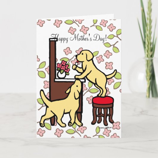Carte Maman's Yellow Lab Puppy Duo (Devant)