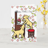 Carte Maman's Yellow Lab Puppy Duo (Fleur jaune)