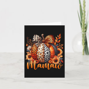 Carte Mamaw Action de grâce Léopard Citrouille Tournesol