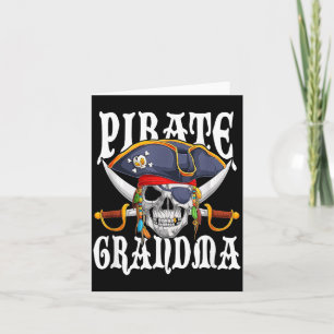 Carte Mamie Pirate Crâne à Os Famille Halloween