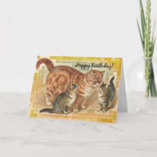 Carte Mamma Chat Vintage et Chatons, Anniversaire
