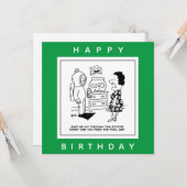 Carte Man Dons Scuba Diving Outfit to Feed Fish Cartoon. (Devant/Arrière en situation)