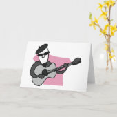 Carte Man Wearing Beret Playing Acoustic Guitar (Fleur jaune)