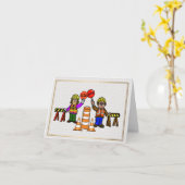 Carte Man Woman Road Workers Romantic Greeting Card (Fleur jaune)