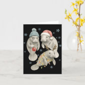 Carte Manatee Christmas Manatee Santa Reindeer Lights Wo (Fleur jaune)
