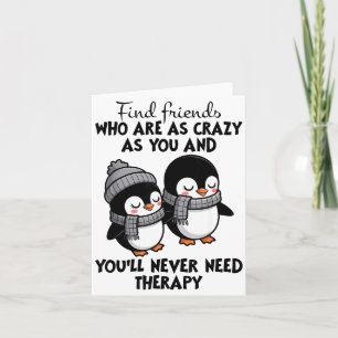 Carte Manche pingouins trouvent des amis aussi fous que