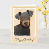 Carte Manchester Terrier Painting - Original Dog Art (Fleur jaune)