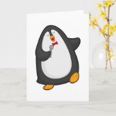 Carte Manchette de pingouin avec microphone et cravate (Fleur jaune)