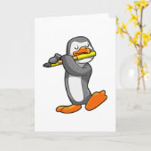 Carte Manchot à la musique avec une flûte (Fleur jaune)