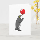 Carte Manchot avec ballon (Fleur jaune)