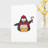 Carte Manchot avec chapeau et écharpe (Fleur jaune)