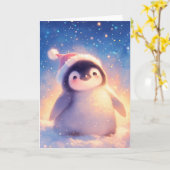 Carte Manchot bébé de Noël (Fleur jaune)
