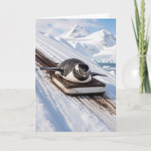 Carte Manchot d'anniversaire sur Luge de Sandwich de Crè