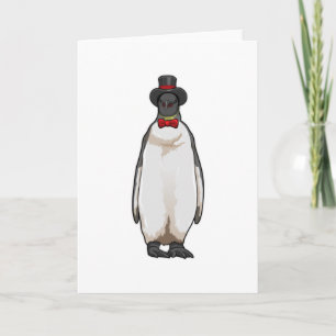 Carte Manchot en gentleman avec chapeau