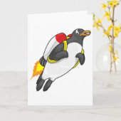 Carte Manchot en jetpack volant (Fleur jaune)