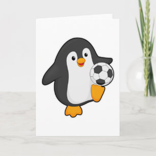 Carte Manchot en joueur de football avec ballon de footb
