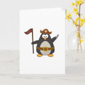 Carte Manchot en pirate avec ceinture et chapeau de pira (Fleur jaune)